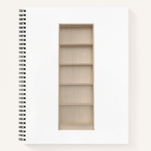 Empty wooden bookcase notebook