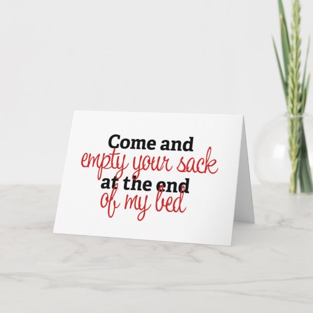 Empty your sack - rude Christmas card (Front)