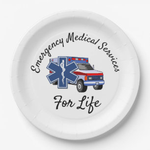 EMS Ambulance For Life Paper Plate