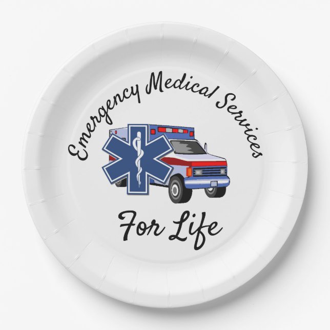 EMS Ambulance For Life     Paper Plate (Front)