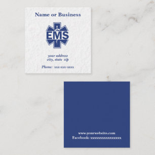 EMS Emergency Medical Services Square Business Card