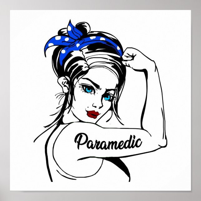 EMS Emergency Paramedic Rosie The Riveter Poster (Front)