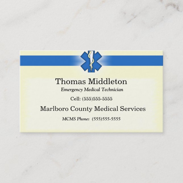 EMS / EMT Contact Card (Front)