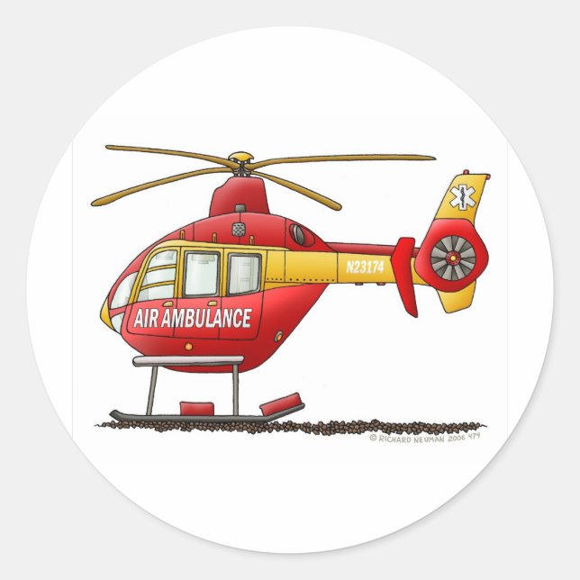 EMS EMT Rescue Medical Helicopter Ambulance Classic Round Sticker (Front)