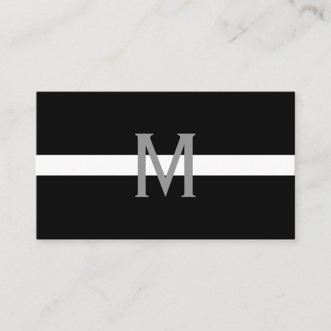EMS EMT Thin White Line Monogrammed Professional Business Card (Front)