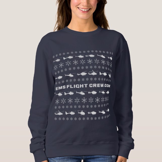 EMS Flight Crew festive snowflakes & helicopters Sweatshirt (Front)