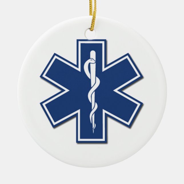 EMS Star of Life Ceramic Tree Decoration (Front)