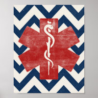 EMS Star Poster Paramedic Art Print Vintage