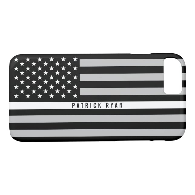 EMS Thin White Line American Flag Monogrammed Case-Mate iPhone Case (Back (Horizontal))