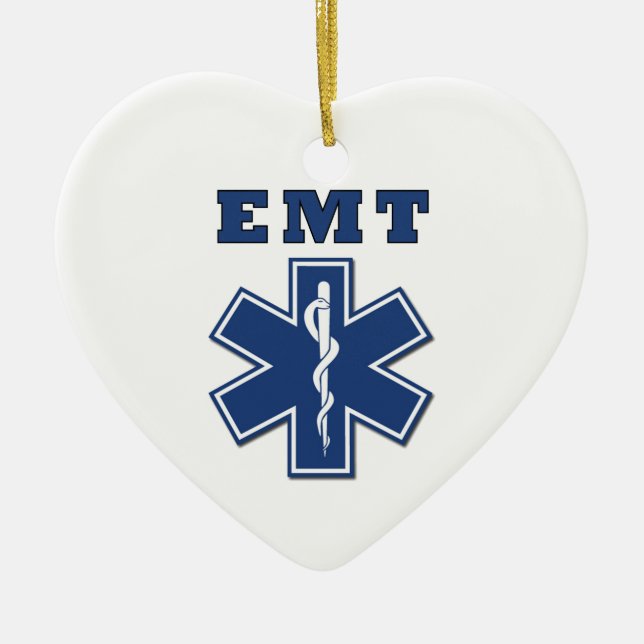EMT BLUE STAR OF LIFE CERAMIC TREE DECORATION (Front)