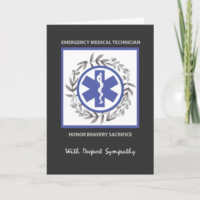 EMT Emergency Medical Technician Sympathy Wreath Card (Front)