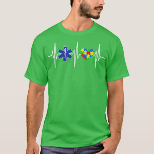 EMT EMS Autism Awareness Paramedic Puzzle Heart T-Shirt