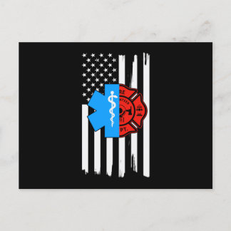 Emt Firefighter American Flag Distressed.Png Invitation Postcard