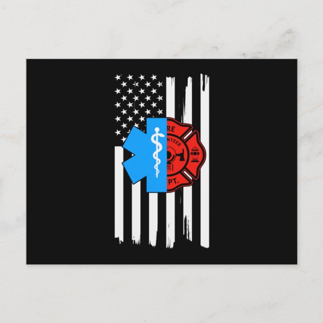 Emt Firefighter American Flag Distressed.Png Invitation Postcard (Front)