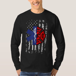 EMT Firefighter Firefighter EMT American Flag Gift T-Shirt