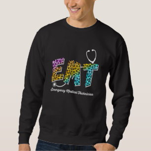 Emt For Emergency Medical Technician Leopard  Nurs Sweatshirt