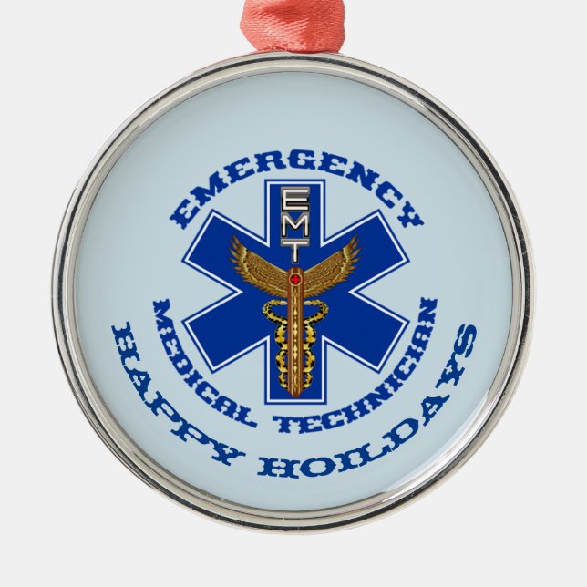 EMT Happy Holidays Metal Tree Decoration (Front)