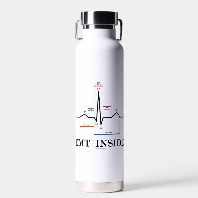 EMT Inside Sinus Rhythm Electrocardiogram Water Bottle (Front)
