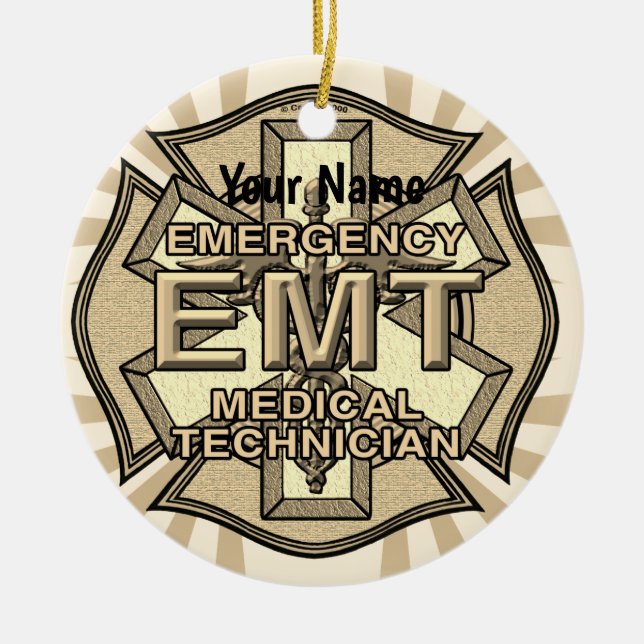 EMT Maltese Cross  Ceramic Tree Decoration (Front)