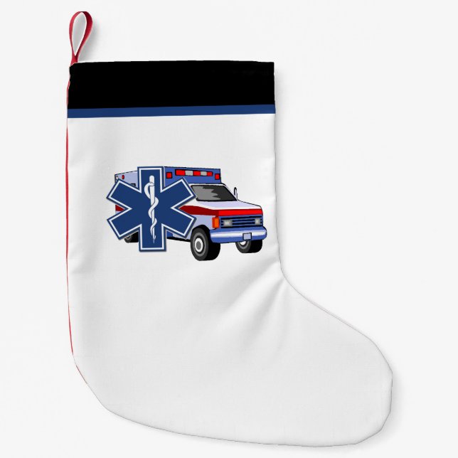 EMT Paramedic EMS Ambulance Small Christmas Stocking (Front)
