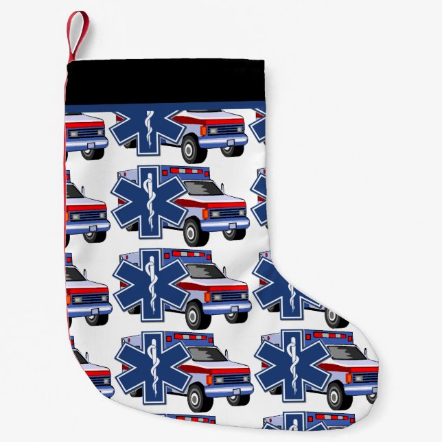 EMT Paramedic EMS Ambulance Small Christmas Stocking (Front)