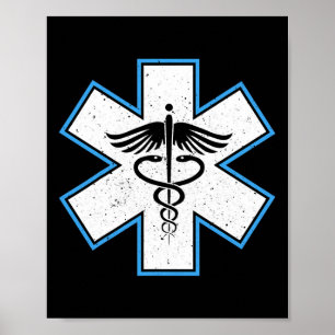 Emt Paramedic Star - Caduceus Ems First Responder  Poster