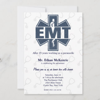 EMT retirement Denim texture Invitation