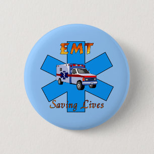 EMT Saving Lives 6 Cm Round Badge