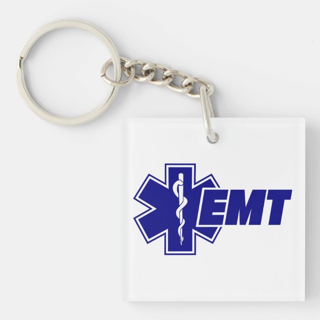 Emt Star of Life, firefighter ems Gift Key Ring (Front)