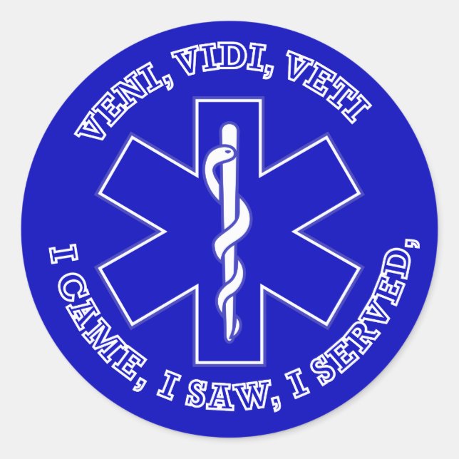 EMT Star Of Life Shield Classic Round Sticker (Front)