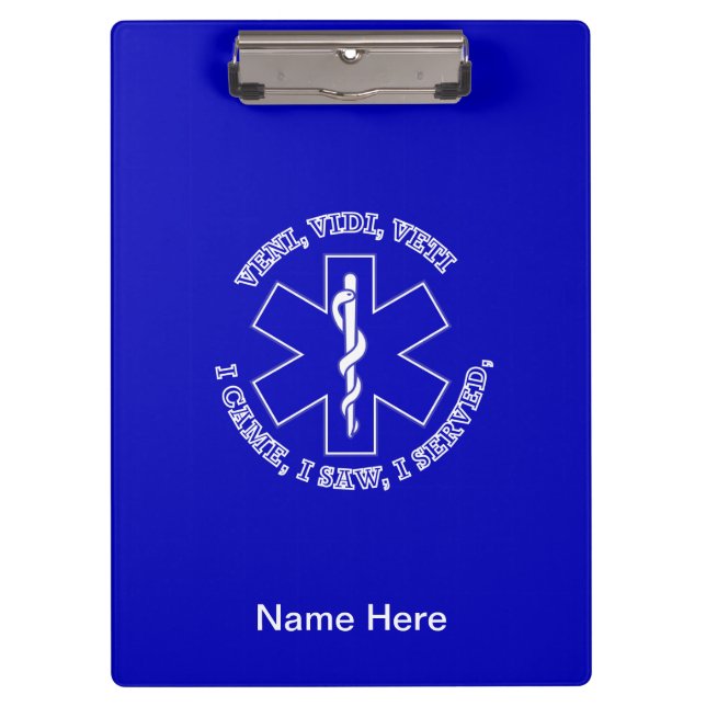 EMT Star Of Life Shield Clipboard (Front)