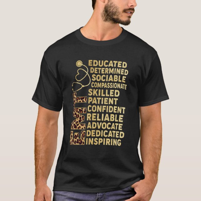 Emt Stethoscope Educated Determined Inspiring Nurs T-Shirt (Front)