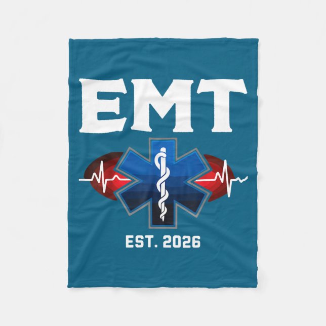 Emt Student Graduation Emt Est Design Fleece Blanket (Front)