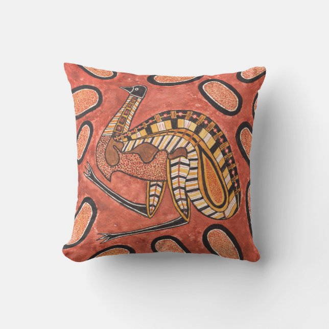 Emu Aboriginal Art Painting Cushion (Front)