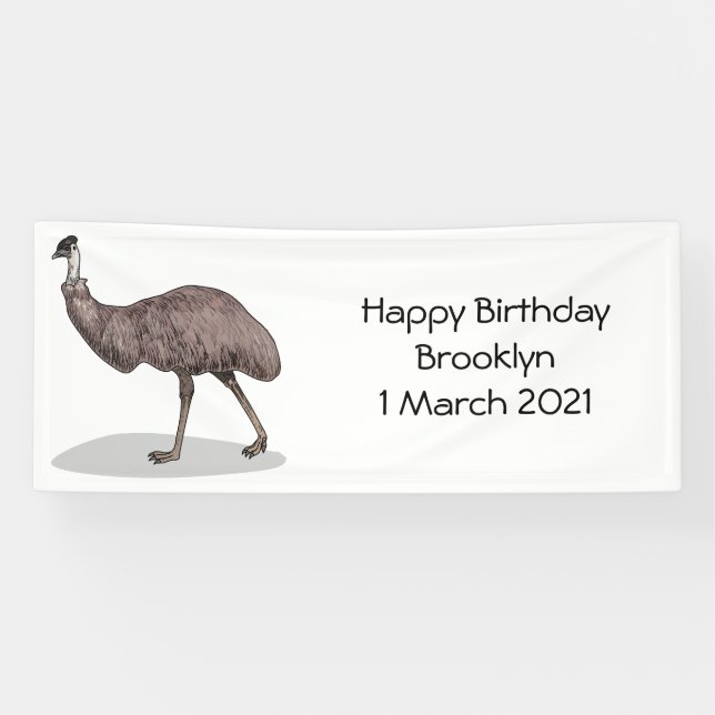 Emu bird cartoon illustration banner (Horizontal)