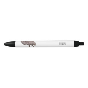 Emu bird cartoon illustration  black ink pen