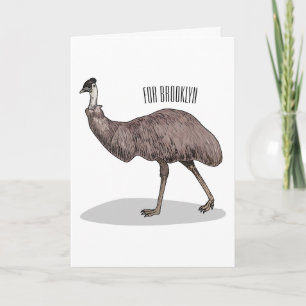 Emu bird cartoon illustration card