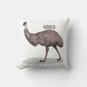 Emu bird cartoon illustration  cushion