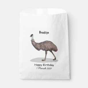 Emu bird cartoon illustration favour bags