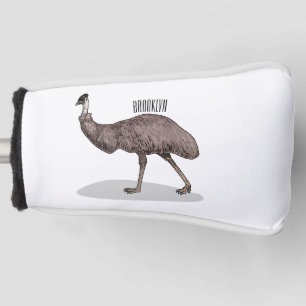 Emu bird cartoon illustration  golf head cover