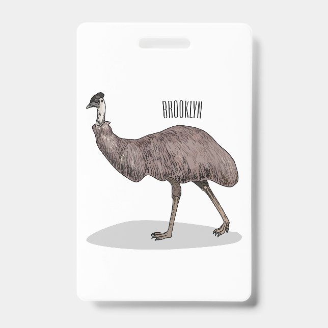 Emu bird cartoon illustration  ID badge (Front)