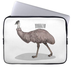 Emu bird cartoon illustration laptop sleeve