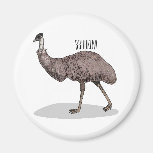 Emu bird cartoon illustration magnet