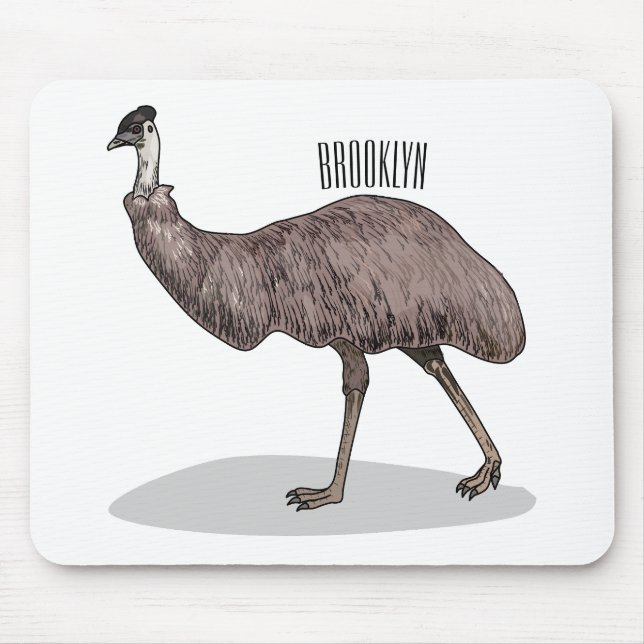 Emu bird cartoon illustration  mouse pad (Front)