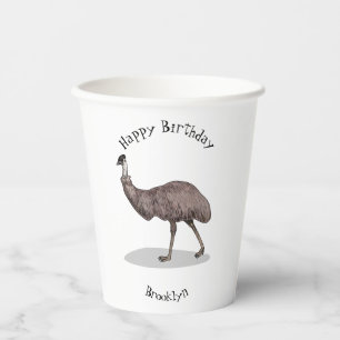 Emu bird cartoon illustration paper cups