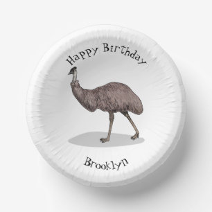 Emu bird cartoon illustration paper plate