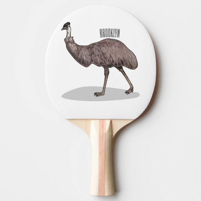 Emu bird cartoon illustration  ping pong paddle (Front)