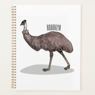 Emu bird cartoon illustration planner