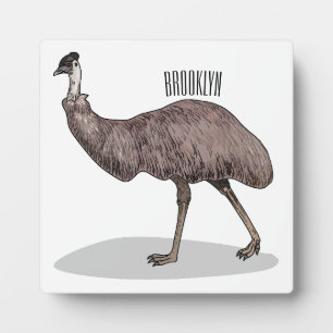 Emu bird cartoon illustration  plaque