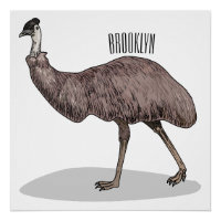 Emu bird cartoon illustration 